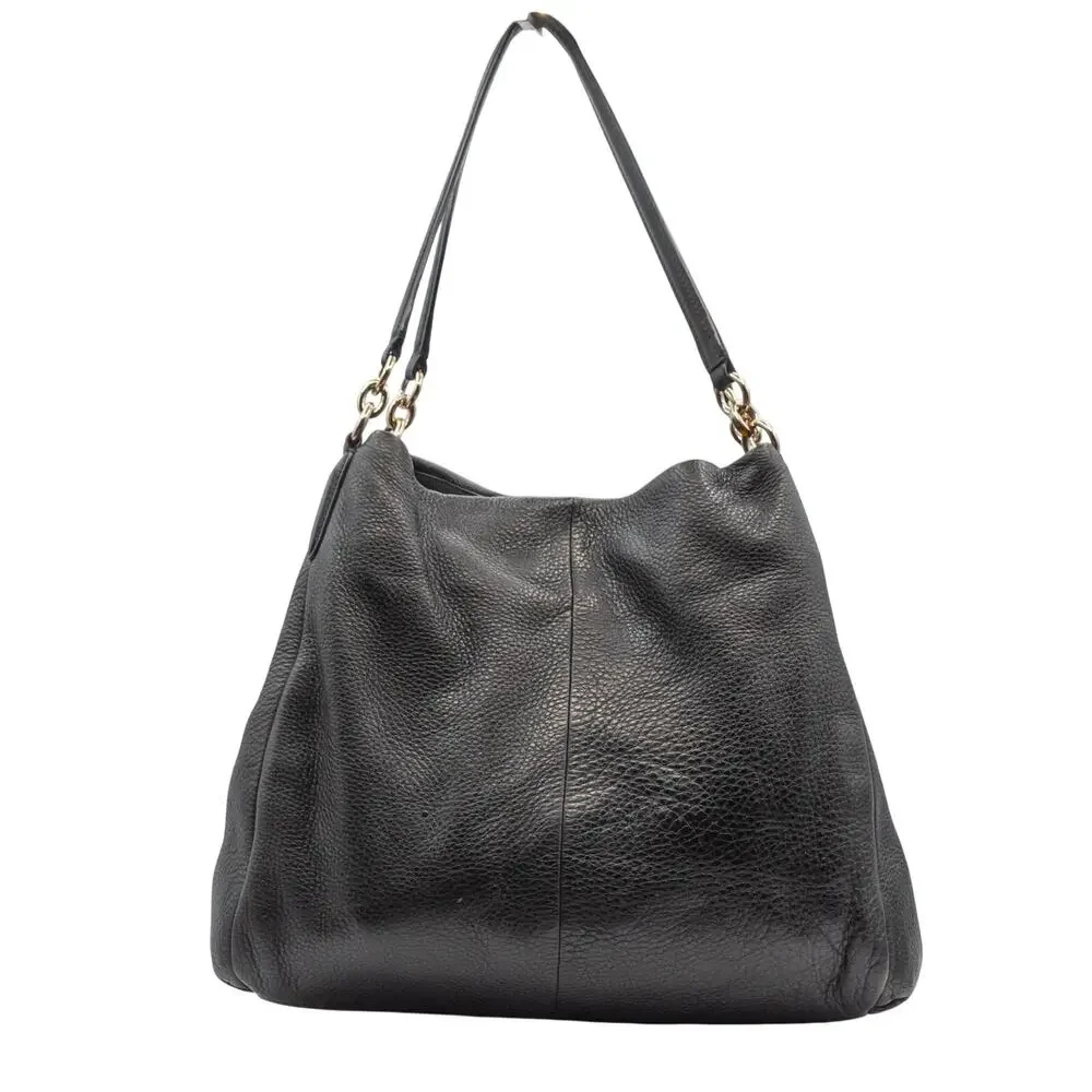 Large Black Leather Satchel Bag COACH Madison Phoebe Shoulder Bag Handbag #35723 - Picture 2 of 10